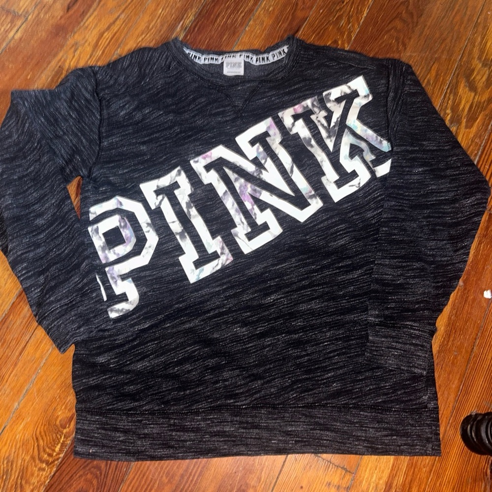 Y2K PINK Victoria's Secret Black Graphic Shirt  SIZE XS